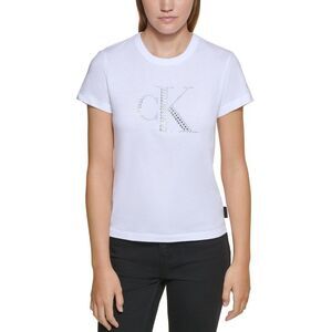 Calvin Klein Womens Jeans Baby Tee Large White/Silver Size L